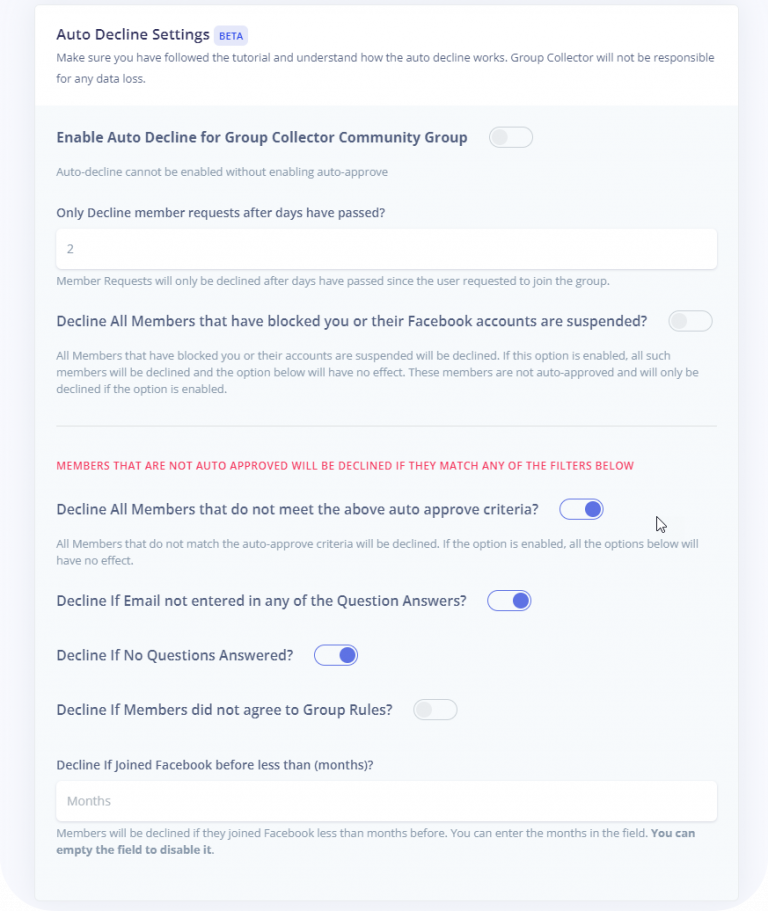 Facebook Group Auto Decline